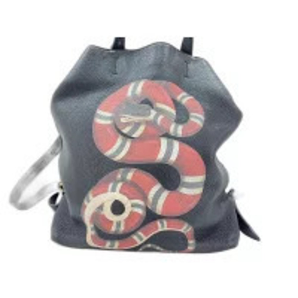 Gucci Backpack Rucksack Daybag Daypack Leather Black